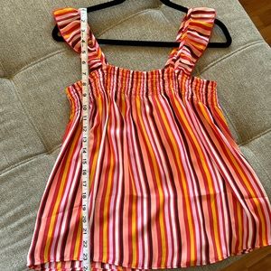 NWOT Loft outlet stripe top. Size S. spring or summer strap ruffle top. Stretch